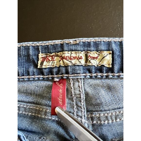 BKE Jeans Womens 31 Blue Sabrina Bootcut Denim Flap Pockets Thick Stitch Bling - Picture 9 of 16